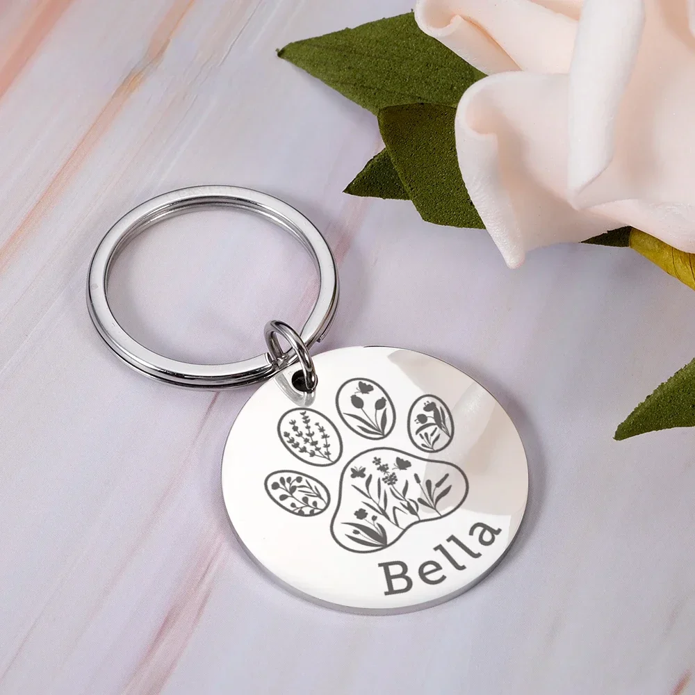 Personalized Cat Dog ID Tag Name with Cute Symbols Engraved Front and Back for Custom Pets Collar Anti-Lost Metal Charm