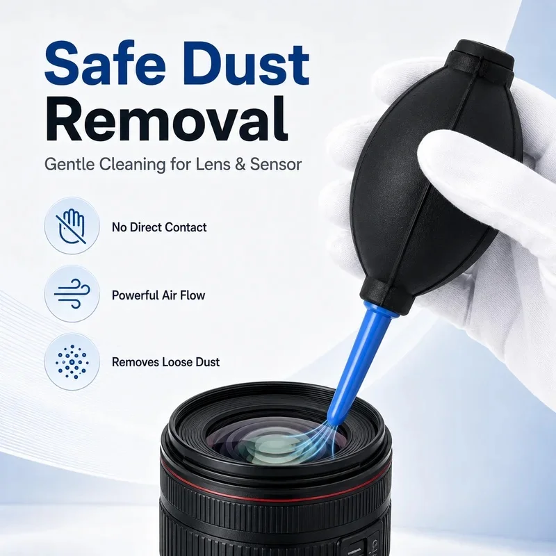 3-in-1 Camera Lens Cleaning Kit Air Blower Lens Pen Microfiber Cloth for DSLR SLR Mirrorless Camera Sensor Filter Screen Cleaner