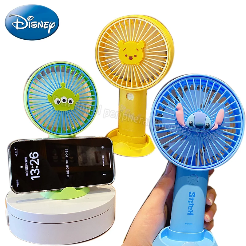 

Disney Lilo & Stitch USB Handheld Small Fan Mobile Phone Holder Anime Figure Winnie The Pooh Portable Silent Fan Toy