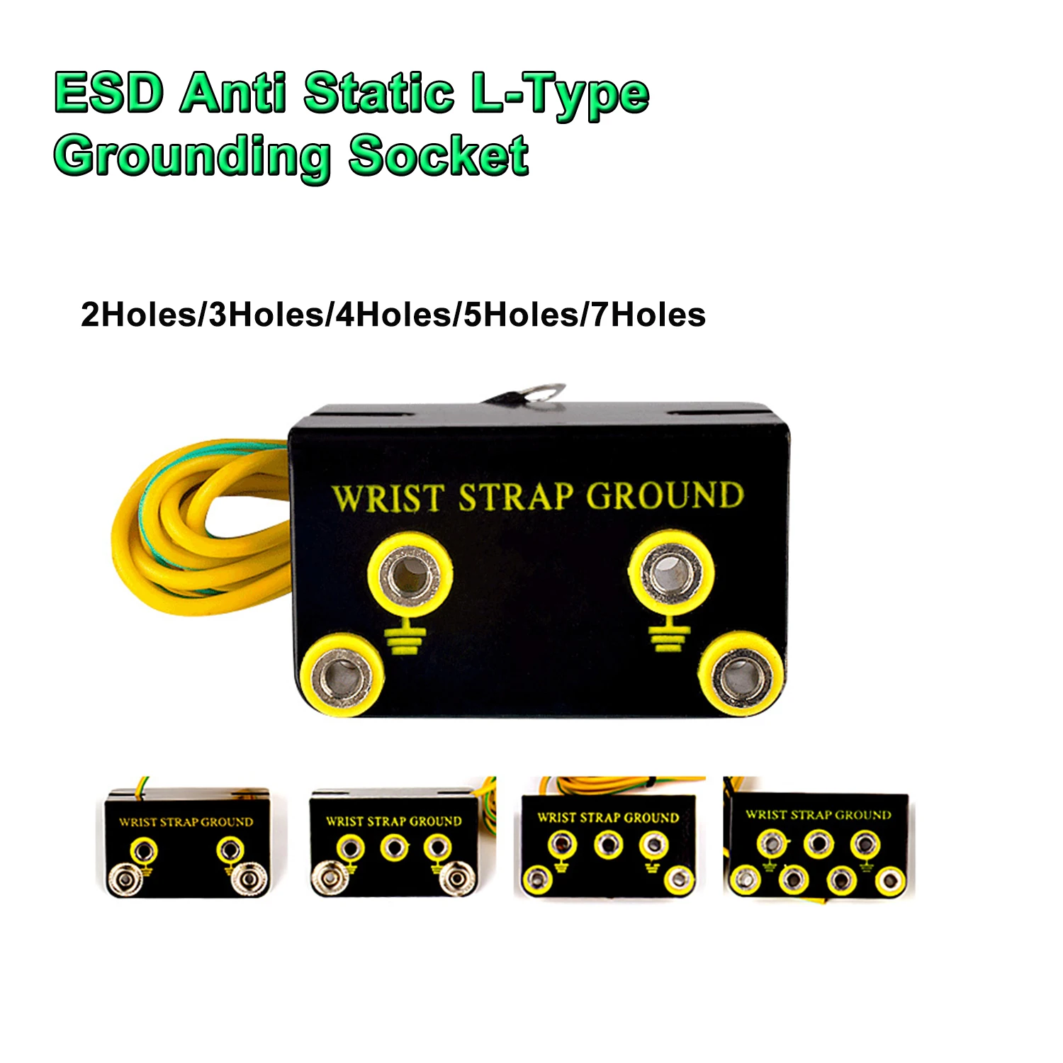 1/2/3/5Pcs L Shaped Anti Static Socket 2/3/4/5/7 Holes Steel Strap Grounding Wire Base 1.7M Copper Electrostatic Earth Cable