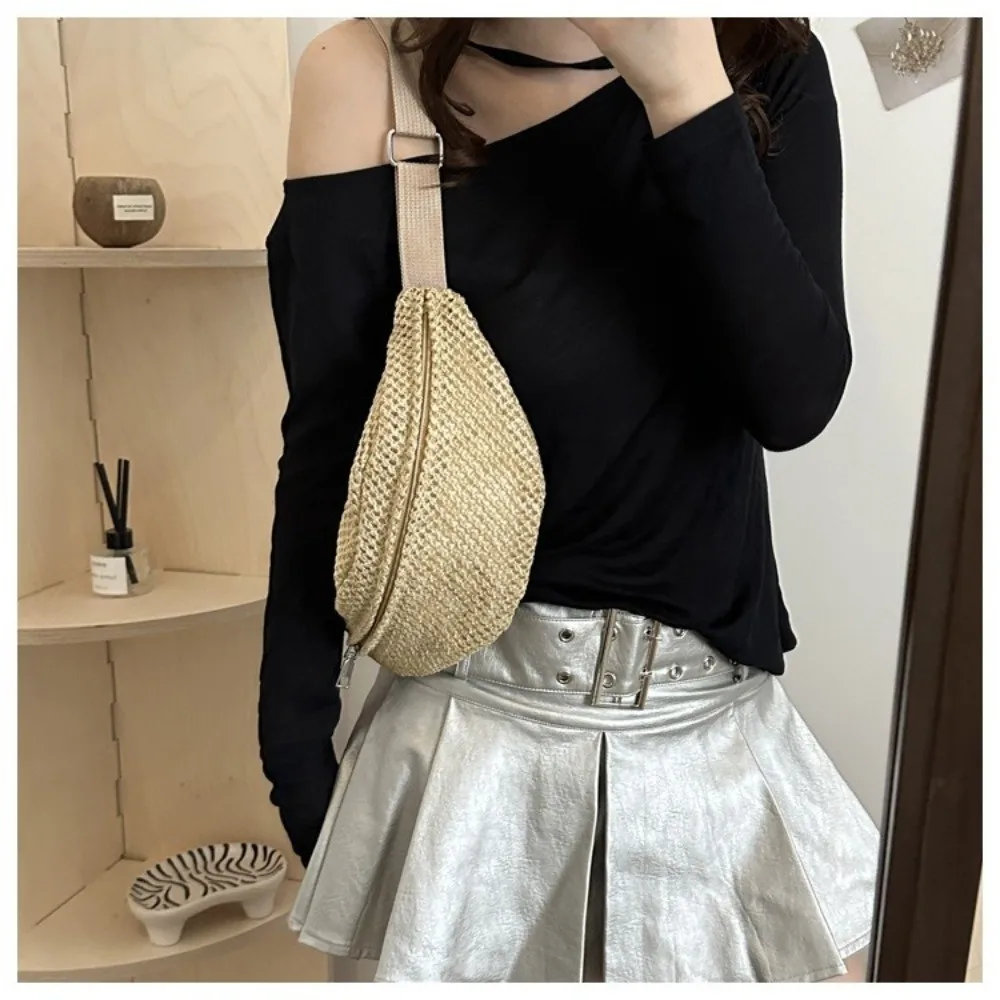 Vacation Woven Waist Pouch Boho Crochet Crossbody Bags Breathable Versatile Shoulder Bags Sports view 4