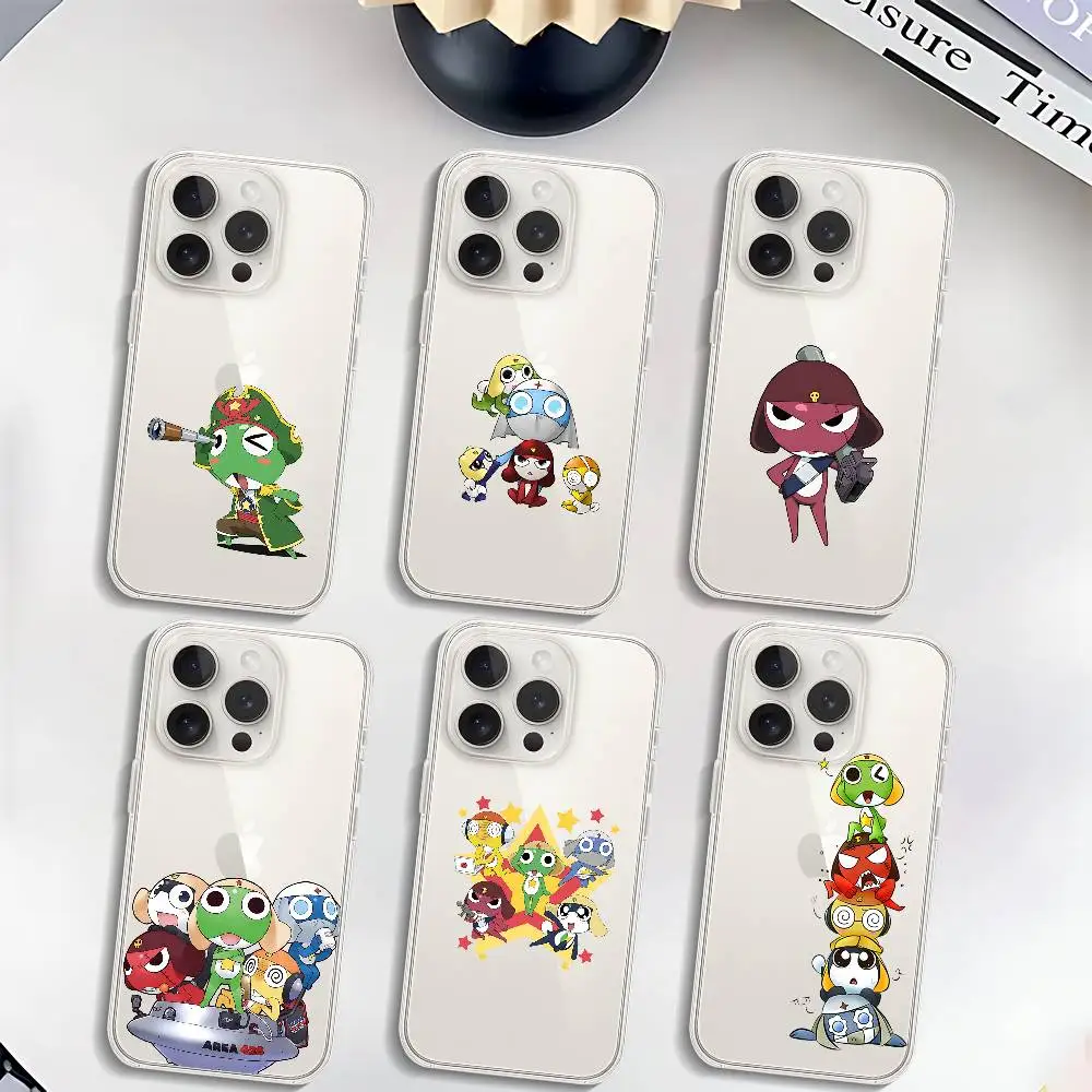 K-Keroro Gunsou Niedliche Handyhülle, weiche transparente Hülle für iPhone 17 16 15 14 13 12 11 Pro Max Mini Plus, stoßfeste Hülle