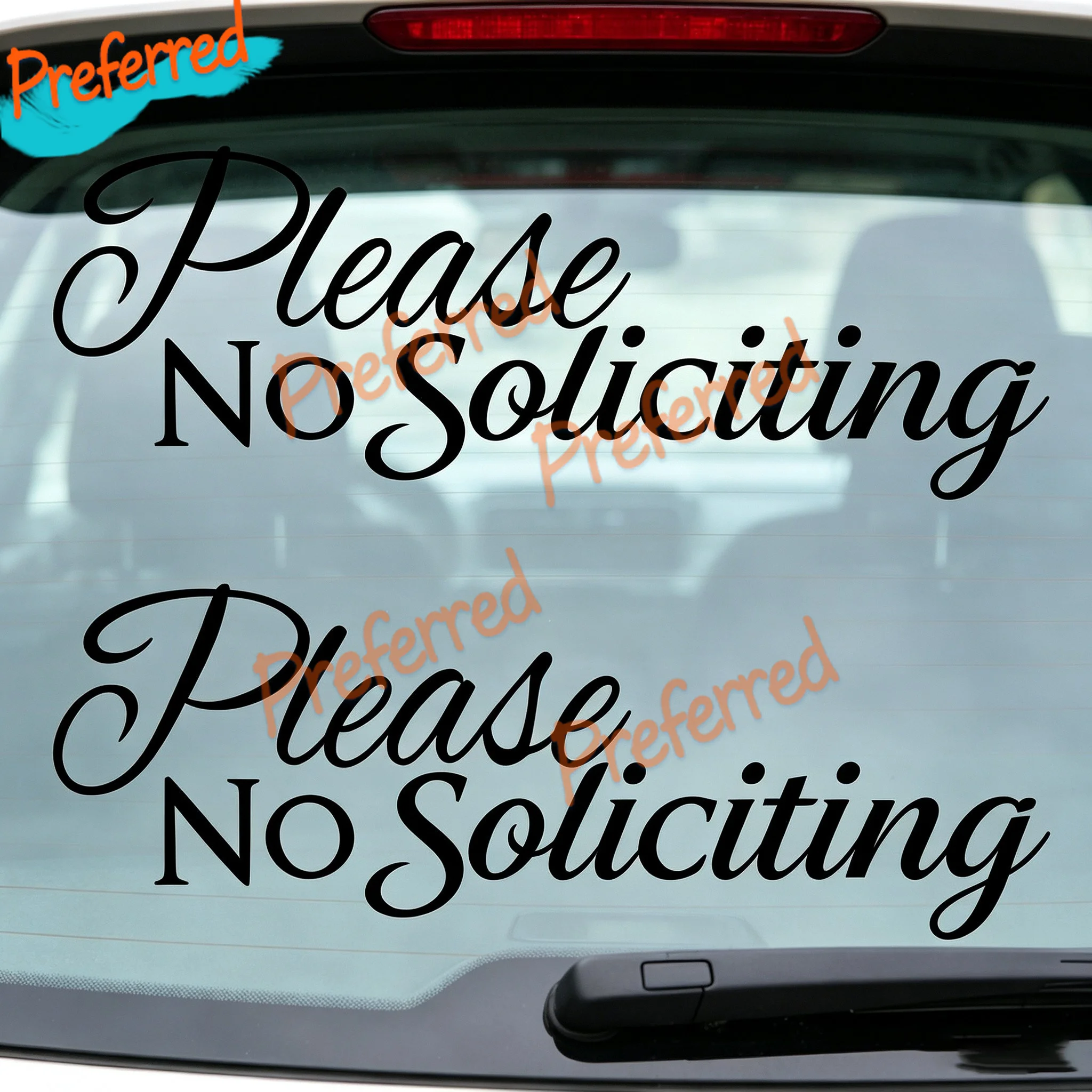 2x Please No Soliciting Vinyl Decal Front Door Entryway Window Sticker Business -Customizable in Any Sticker Size -No Background