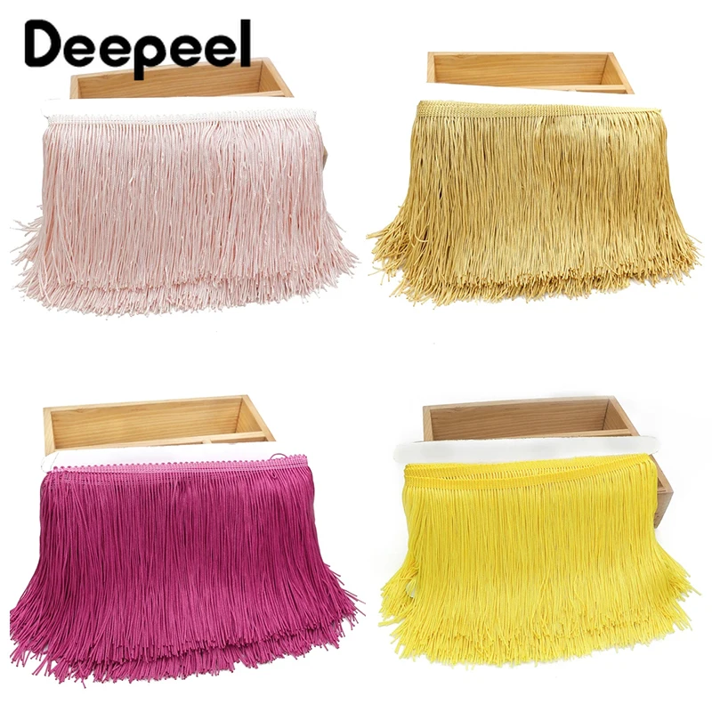 2/5/10Meters Deepeel 15cm Tassel Fringe Trim Latin Dance Skirt Trimming Lace Ribbon Wedding Dress Clothes DIY Sewing Accessories