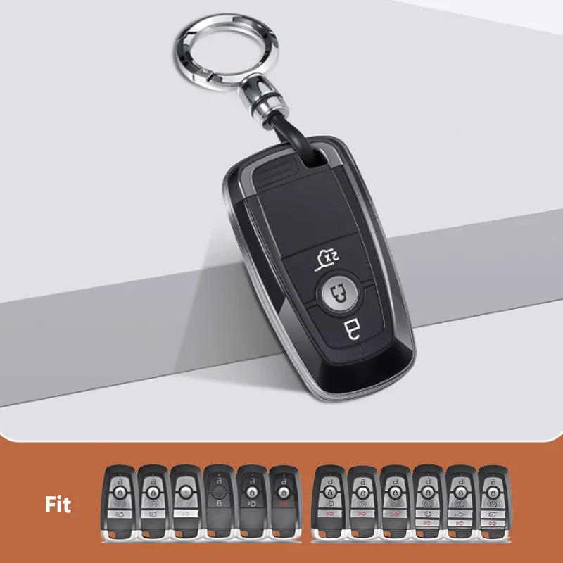 Transparent Black TPU for Ford Edge Explorer Expedition Fusion Mondeo Remote Car Key Cover Case Smart Keyless Promixity Card Fob