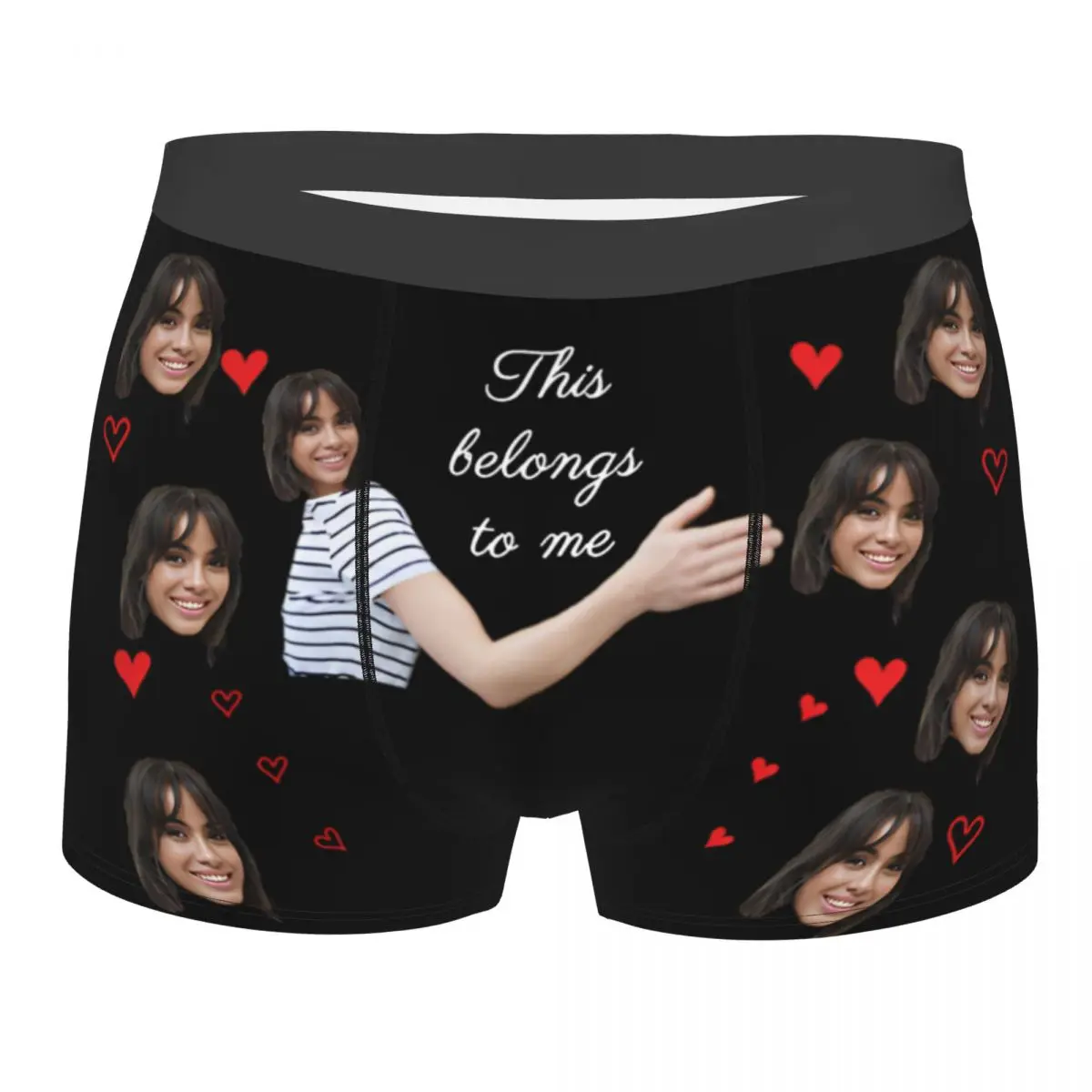 Custom Personalized Men's DIY Your Picture Underwear This Belongs to Me Humor Boxer Shorts Panties Homme Mid Waist Underpants