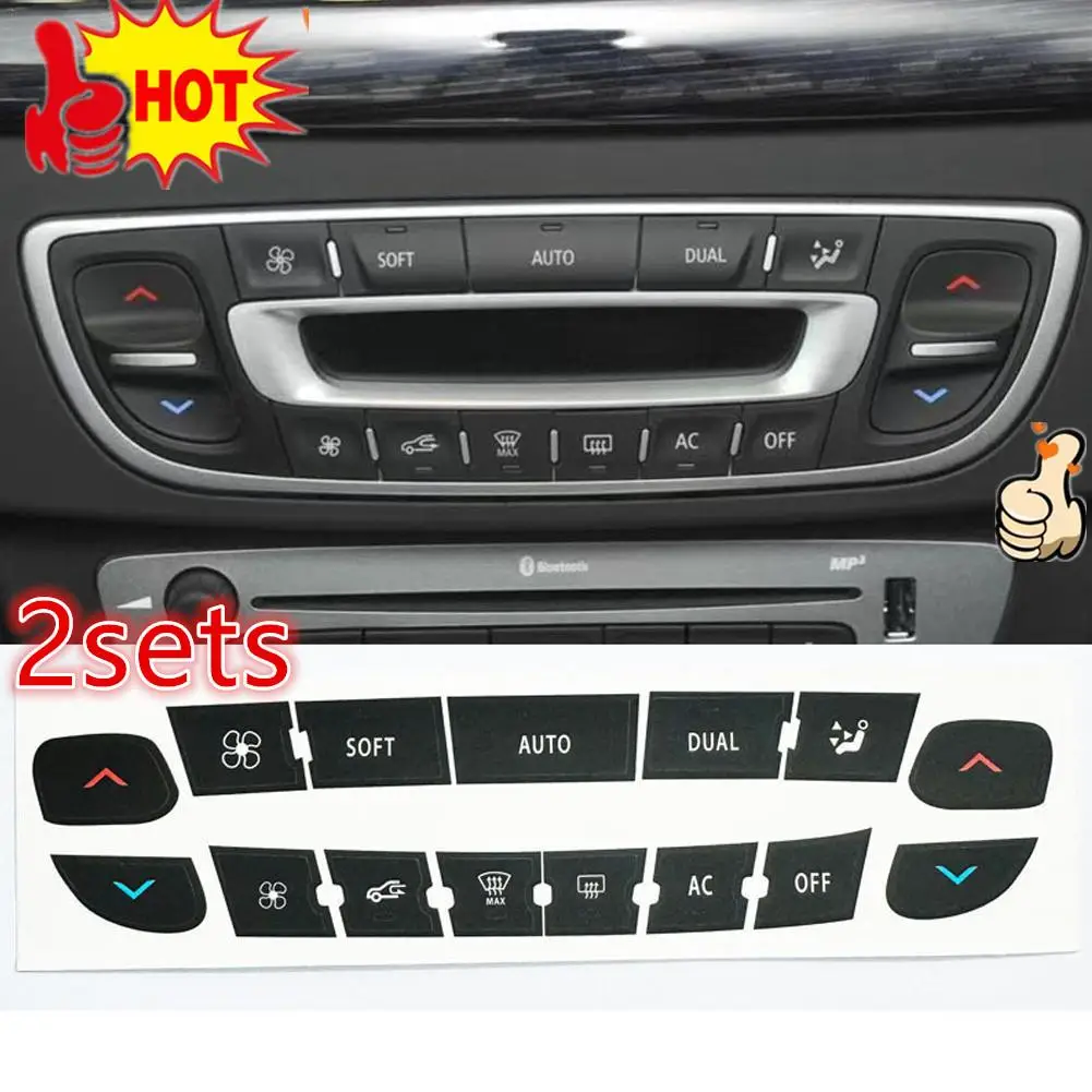 2Set Of Stickers For Renault Megane/ Master/ Scenic IIICD Radio Audio Button Repair Decals Stickers Car Accessories