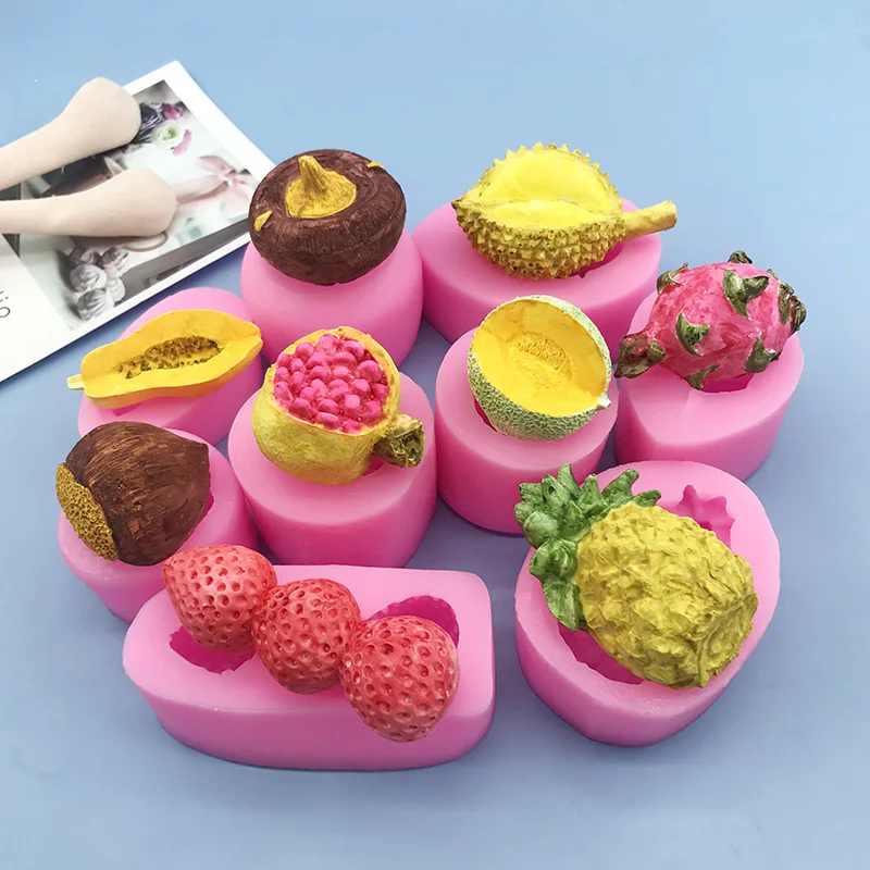 DIY Fruit Series Silicone Molds Papaya Cantaloupe Pomegranate Chestnut Fondant Cake Chocolate Mould Cake Decoration Accessories