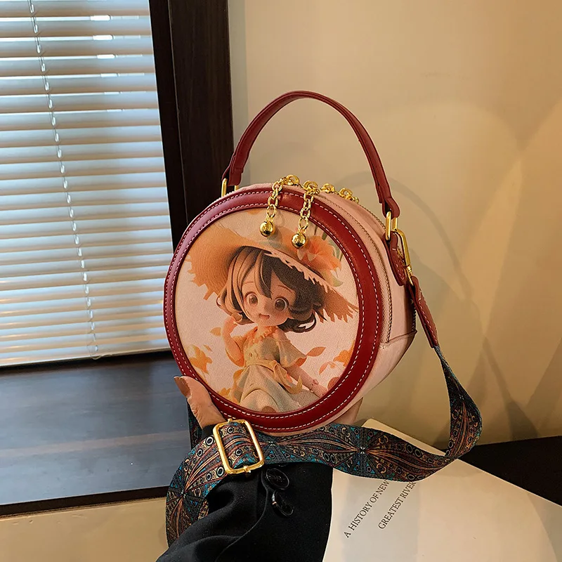 New Chinese unique niche bag for women 2024 new summer casual shoulder crossbody bag, fashionable portable small round bag