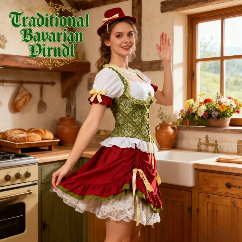 2025 nuevo traje de trabajo de Navidad traje de Festival de la cerveza para mujer disfraz de actuación de chica cervecera