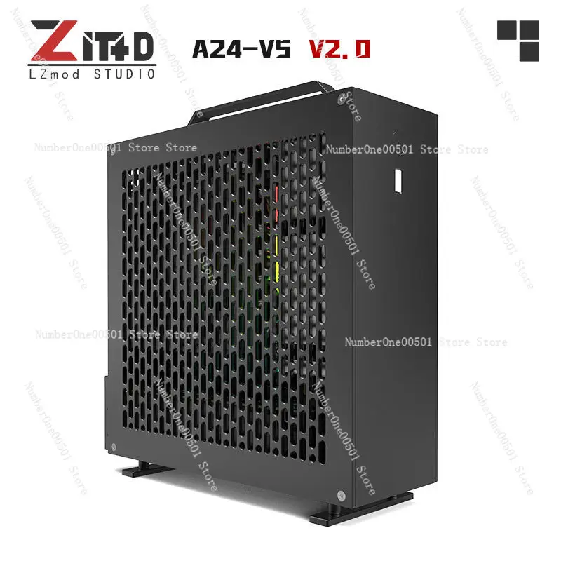 Lzmod mini A24-V5 2.0 ITX Case for Dual Slot GPU  1U PSU  Dual Sided Chamfering, All-Aluminum