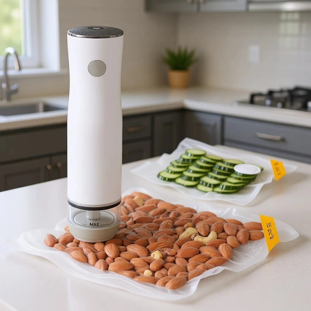 

Компактный ручной вакуумный упаковщик с цифровым дисплеем, 8 л, 1200 мАч, 30 многоразовых пакетов, легкий вес