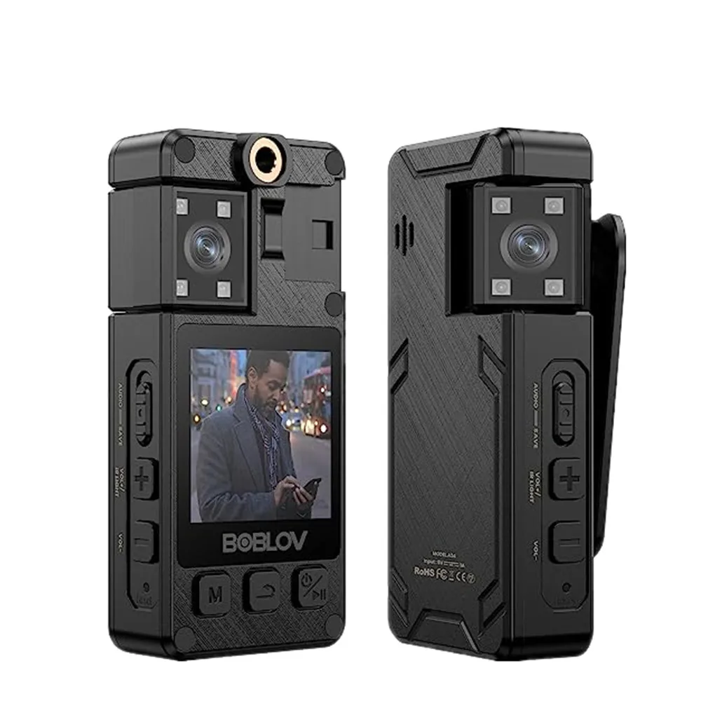 AliExpress BOBLOV Boblov A24 1296P Night Vision Mini Camera with LED Screen Small Camcorder 180° Rotate Side Lens Bodycam Police Cam Bike Camera