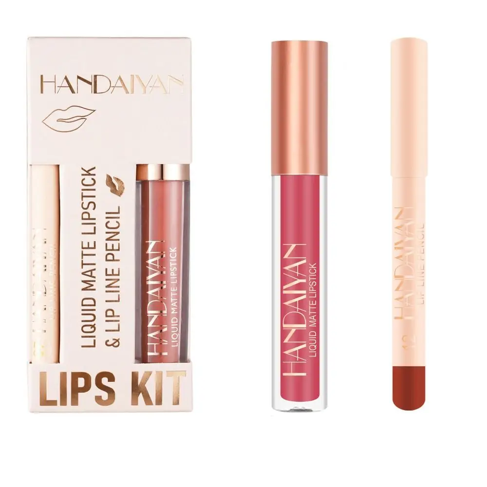 Delineador de labios mate resistente al agua, 12 colores, Copa antiadherente, tinte de labios rosa Nude, línea de contorno de labios de larga duración, lápiz labial para mujer