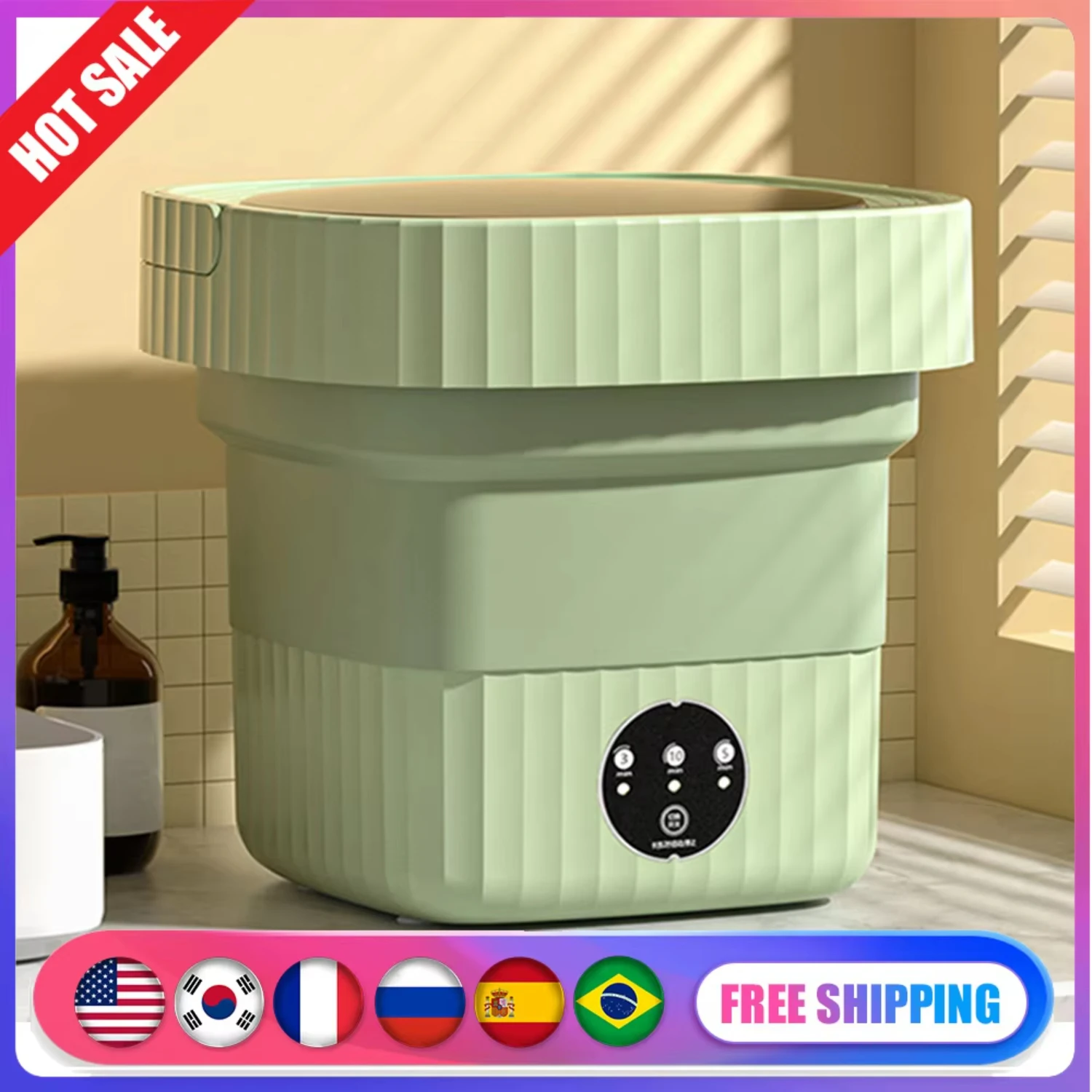 6L Folding Washing Machine  Clothes With Dryer Bucket Washing  Socks Underwear Mini Washing Machine With Spinning Dry