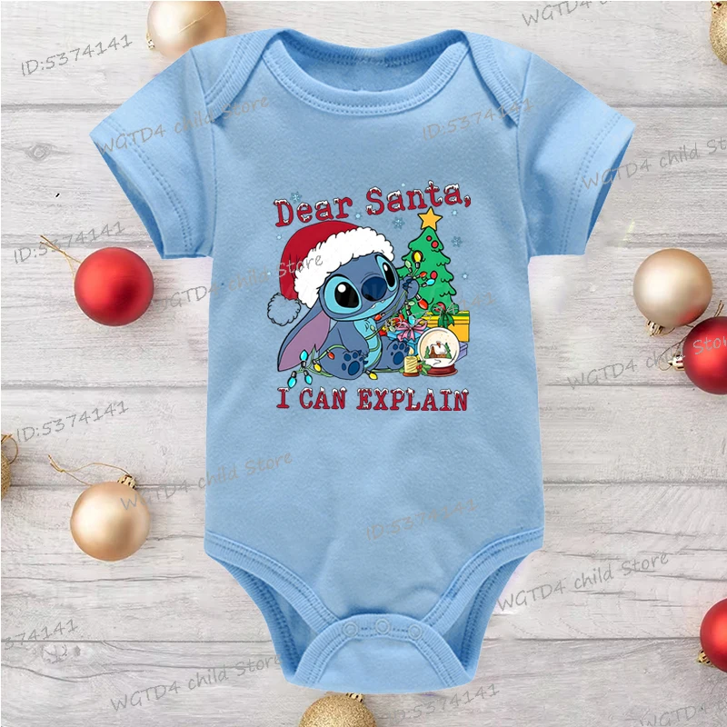 طفلة صبي بذلة لطيف غرزة عزيزي سانتا يمكنني شرح طباعة رومبير عيد ميلاد سعيد شجرة ضوء Kawaii الكرتون الملابس
