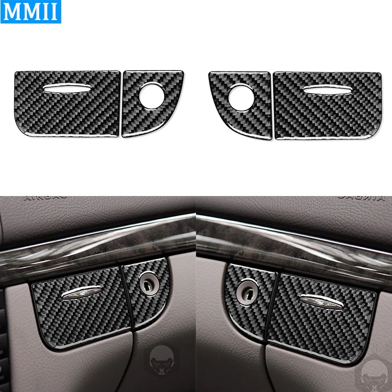 

For Mercedes Benz E-Class W211 2003-2009 Carbon Fiber Copilot Storage Box Key Lock Trim Cover Decoration Accessories Sticker