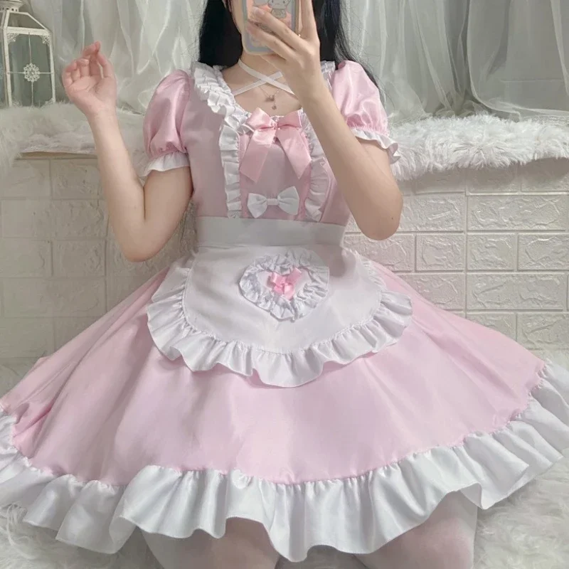 Japanese Style Maid Dress Lolita Cosplay Costume Kawaii Schoolgirl Uniform Anime Outfit Plus Size Daily Wear Cute Apron Dress
