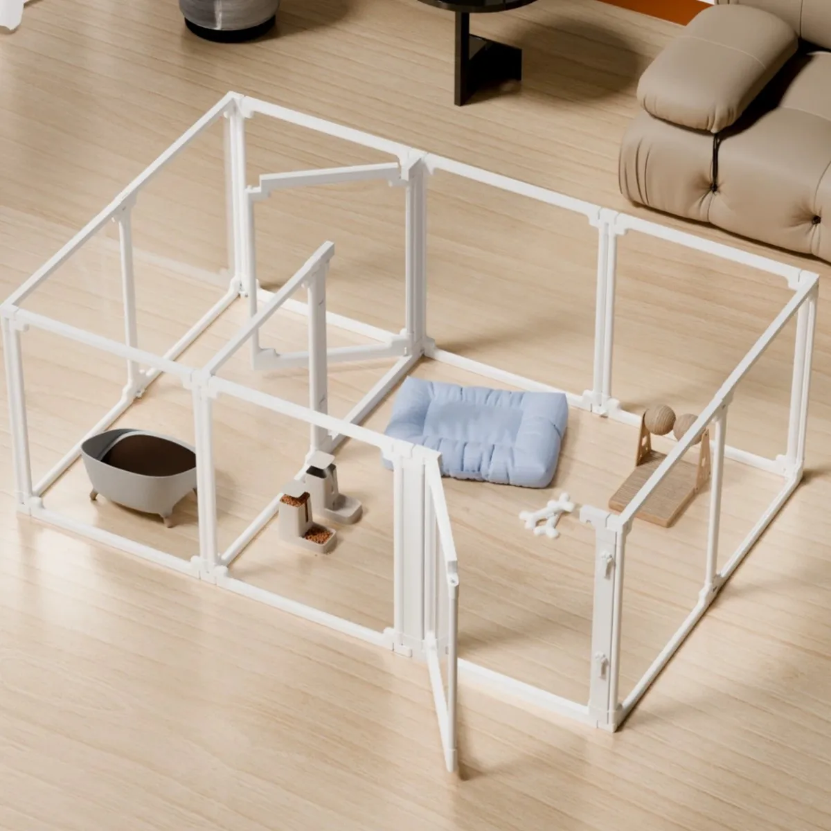 Transparent Solid Plastic Multifunctional Pet Fence Rabbit & Dog Cage Anti-Escape Easy Installation Indoor Height 70
