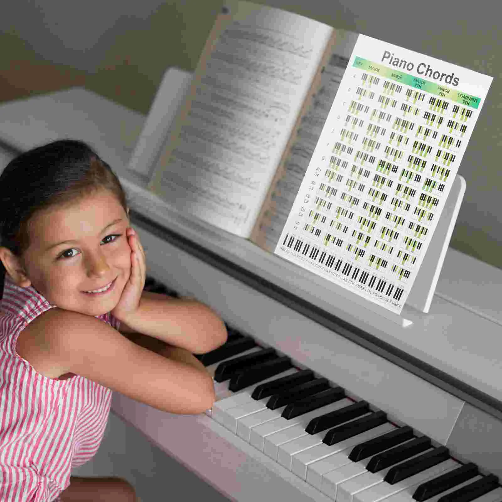 

Kids Piano Stickers Chord Score Paper Chart Diagram Guitar for Chords Practical Poster Student Child