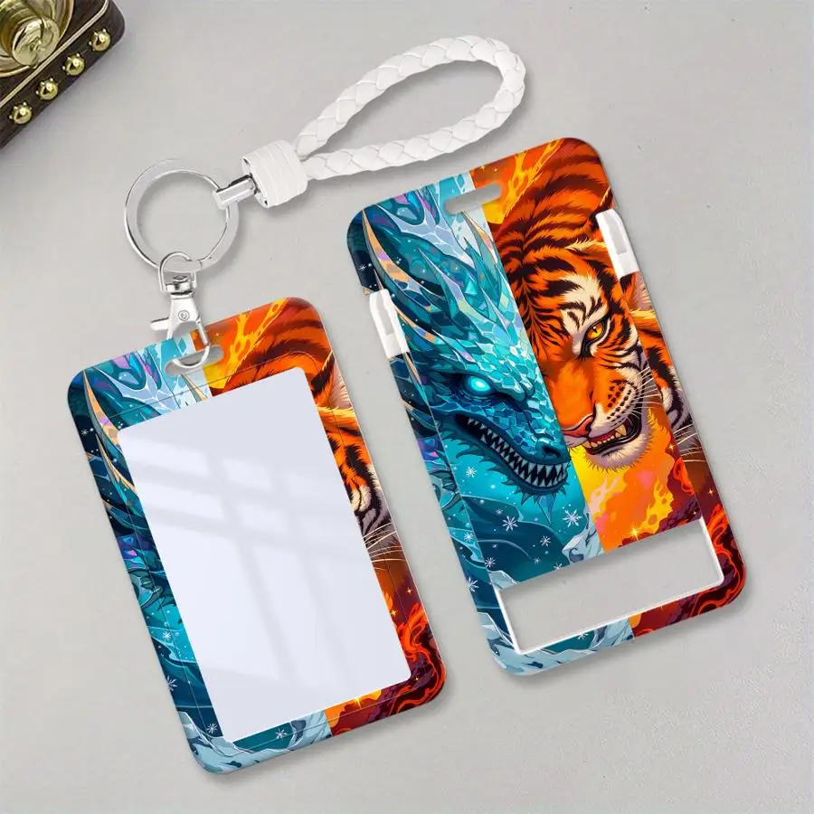 Cover Case 1Pc Card Holder Retractable Credit Card Holders Holders Child Bus with lanyard Bank ID Badge Ice Dragon Fire Tiger