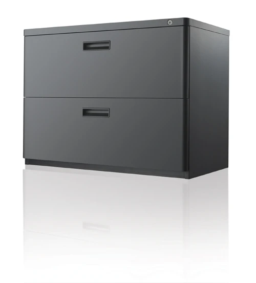 Modern 2-story 2-drawer Steel Black Horizontal File Cabinet With Handle, Fireproof And Moisture-proof, Suitable For Home Office