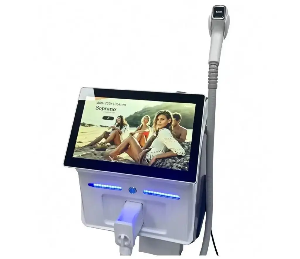 Professionele 5000W ijskoelende diodelaser voor haarverwijdering, 5 golflengtes 755 940 1064 808 830 nm, pijnloos permanent apparaat met LCD-scherm