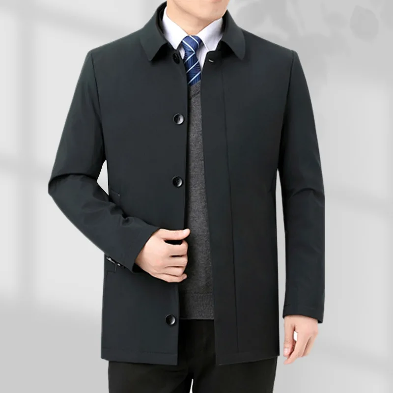 سترة كاجوال رسمية للرجال متوسطي العمر لفصلي الخريف والربيع، مصنوعة من نسيج البوليستر، مقاس منتظم، ملابس عمل بأسلوب إداري #2