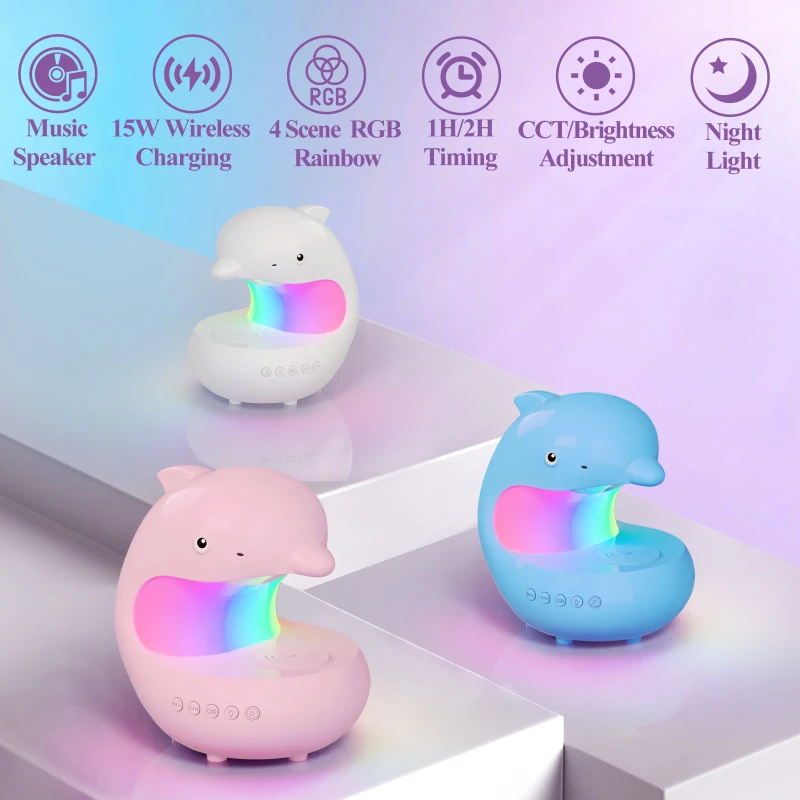

Mobile Phone Wireless Charging Desk Lamp Creative Gift Small Night Light LED Table Lamps Bluetooth Speaker Bedroom Bedside Light