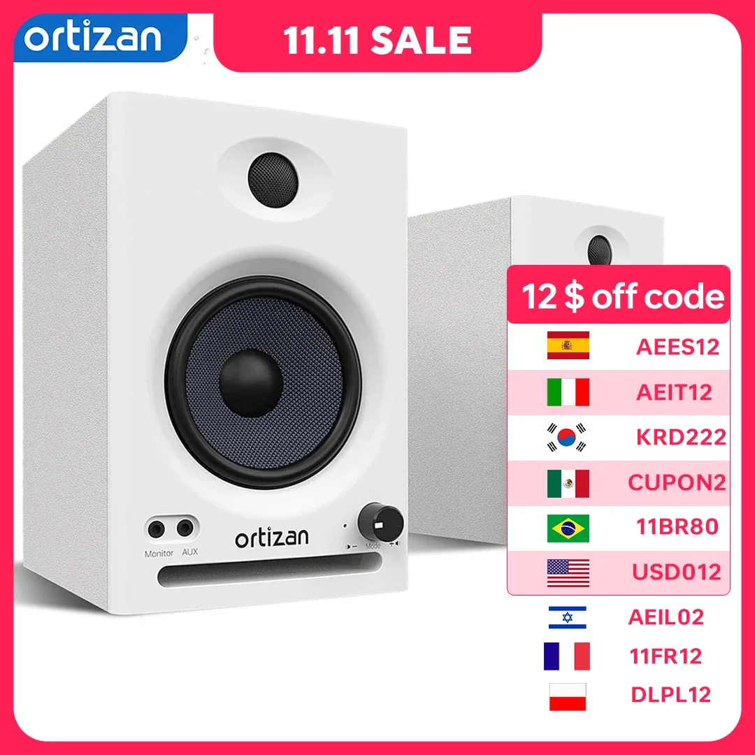 Ortizan C7 Dual-Mode 2.0 Studio Monitors, Active Mon itor Speakers for Near Field Music Production, Bluetooth Computer Speakers