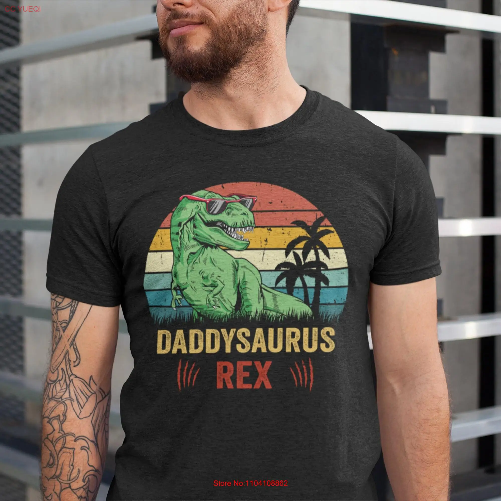 Daddy Saurus T Shirt Daddysaurus Papasaurus Dad Dinosaur gift for Husband Fathers Day birthday long or short sleeves