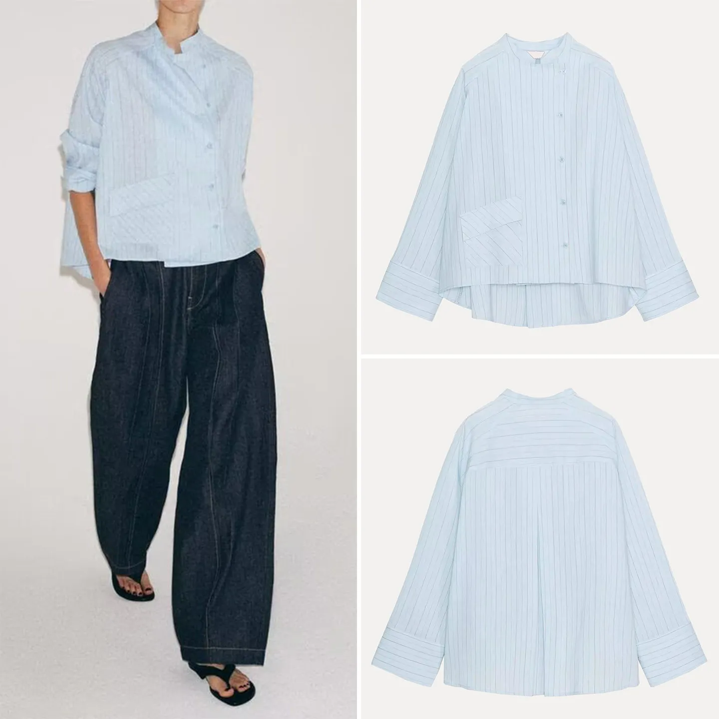 

Модная женская рубашка в полоску с длинным рукавом, круглым вырезом и карманом, весна 2026, повседневная, свободного кроя, на пуговицах