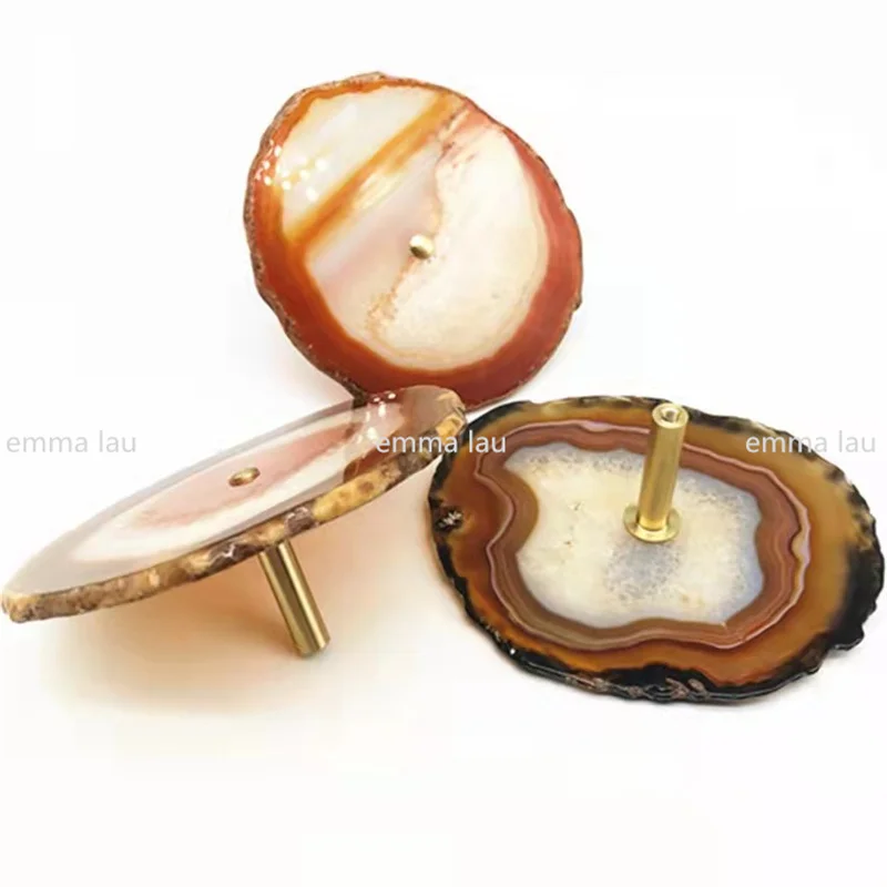 Natural Agate Knob Handle Cabinet Door Knobs Cupboard Wardrobe Drawer Handles Furniture Decoration