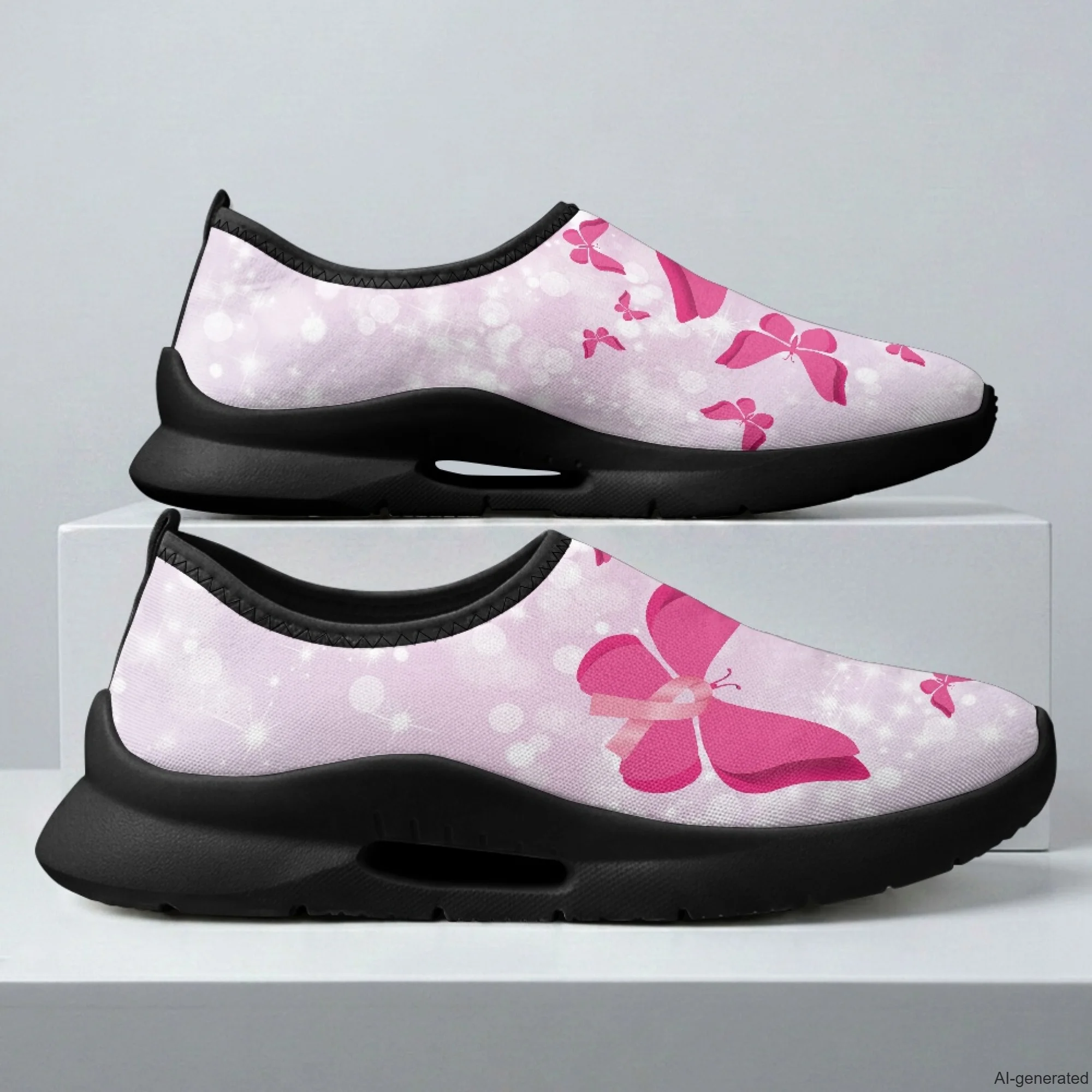 XIXIRIMIDO Nurse Shoes Summer Casual Shoes Slip On Walking Shoes Pink Ribbon Breast Cancer Shoes Male Nurse Shoes 35-48