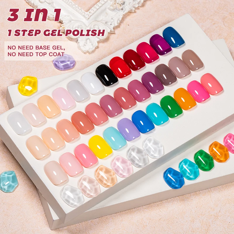 Esmalte de Gel de 1 paso, esmalte de uñas de Gel 3 en 1, arte de uñas, manicura de verano, barnizes de uñas de Gel UV LED sin necesidad de Base, capa superior de Gel