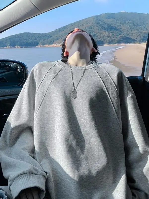 

Мужской свитшот Cleanfit Heavyweight Deconstructed Patchwork с круглым вырезом, свободного кроя, с длинными рукавами, базовый слой, футболка для ношения под одеждой