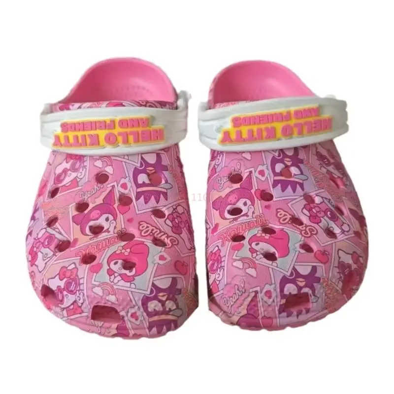 Kawaii Sanrio Hello Kitty Kids Melody Cinnamoroll Crocs Cute Girls sandali pantofole per bambini scarpe da spiaggia antiscivolo regalo per bambini