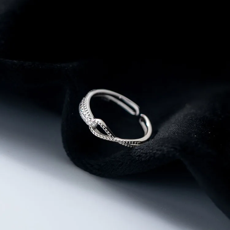 Ryj Mode 925 Sterling Silber Knoten Fingerring stapelbare Ringe für Frauen funkelnden Zirkonia verstellbaren exquisiten Schmuck