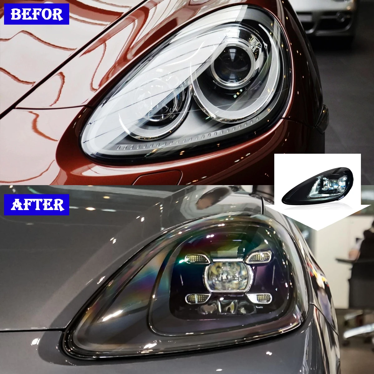 LED headlight assembly highlight day line lights include a pair of right and left For Porsche Cayenne 2011-2017