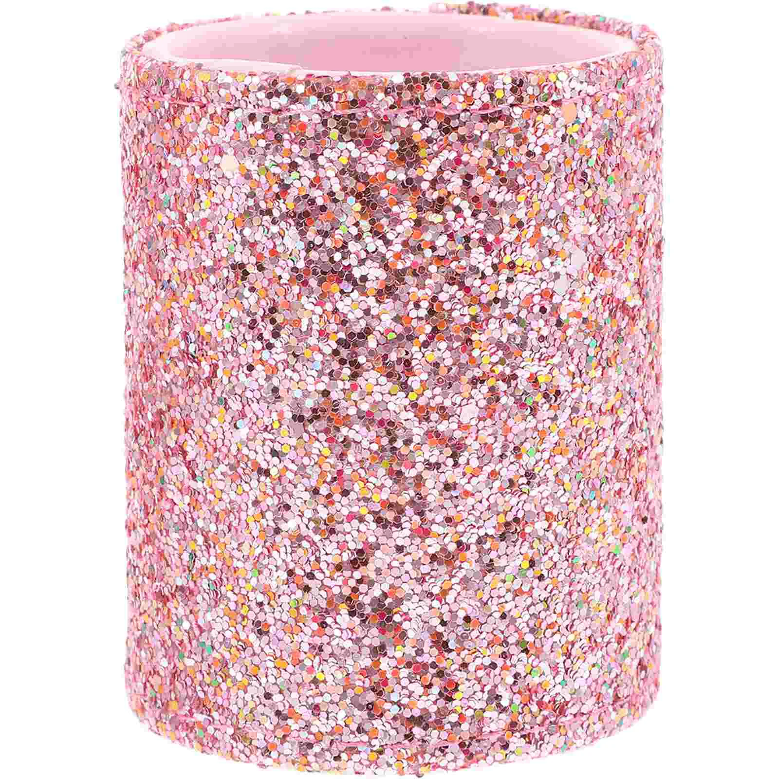 

Sequins Makeup Brush Storage Bucket Toiletry Bag Lip Gloss Holder Plastic with Lid Glitter Case