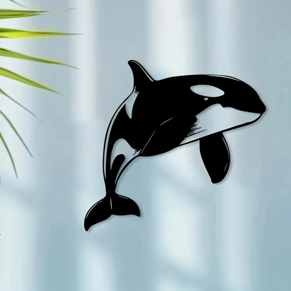 1pc Killer Whale Metal Wall Art Nautical Marine Metal Statue Mural Ocean Theme Indoor Home Wall Decor Gift For Sea Lovers