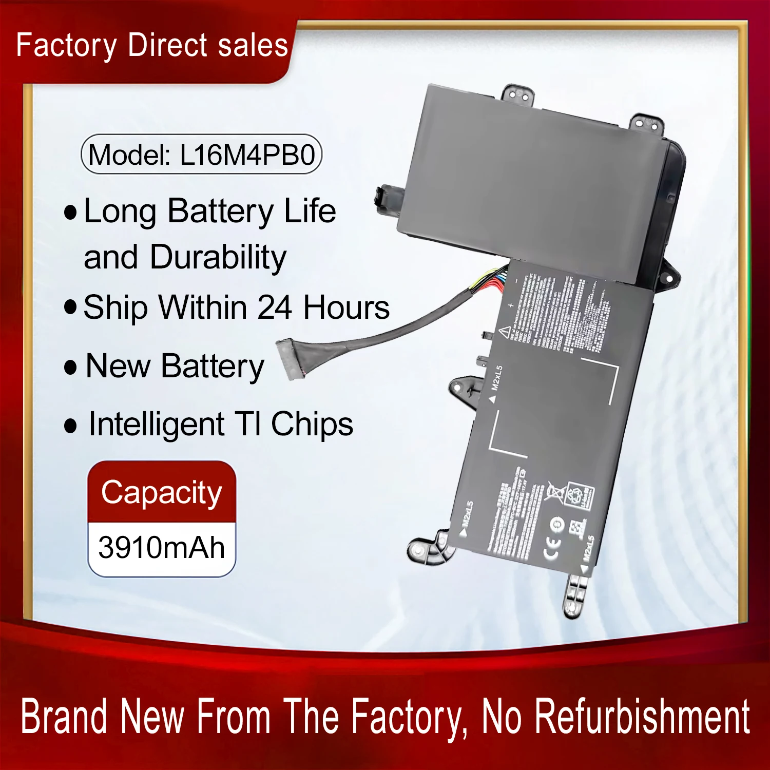 

Аккумулятор L16M4PB0 для Lenovo Legion Y720-15IKB Series 15.36V 60Wh 3910mAh, замена L16S4TB0 5B10M33723 5B10M33724