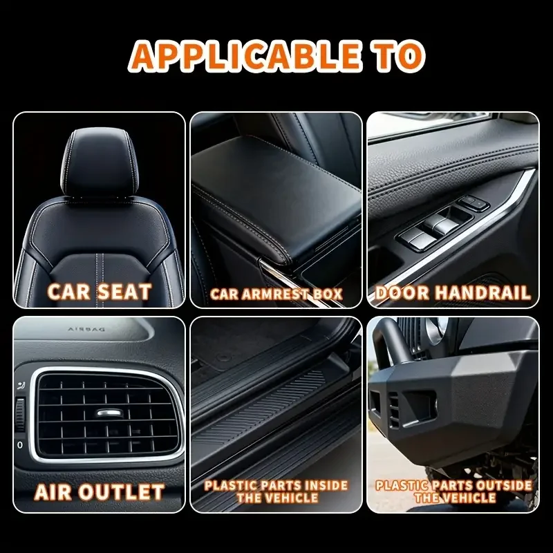 Rinnovatore e Lucidante per Plastica Auto – Cera Rinnovatrice per Pelle e Pannelli Auto, Agente Lucidante per Ripristinare la Lucentezza Nera