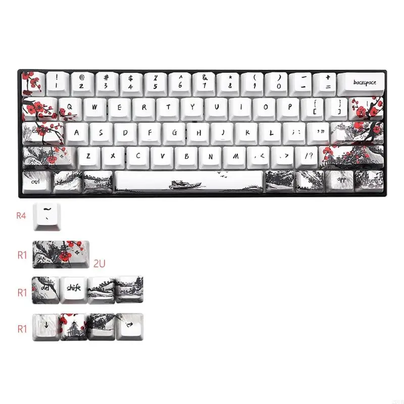 20CB PBT مخصص مزدوج اللقطة المفتاحية OEM ملف تعريف GH60 GK61 GK64 تخطيط 71KEYS