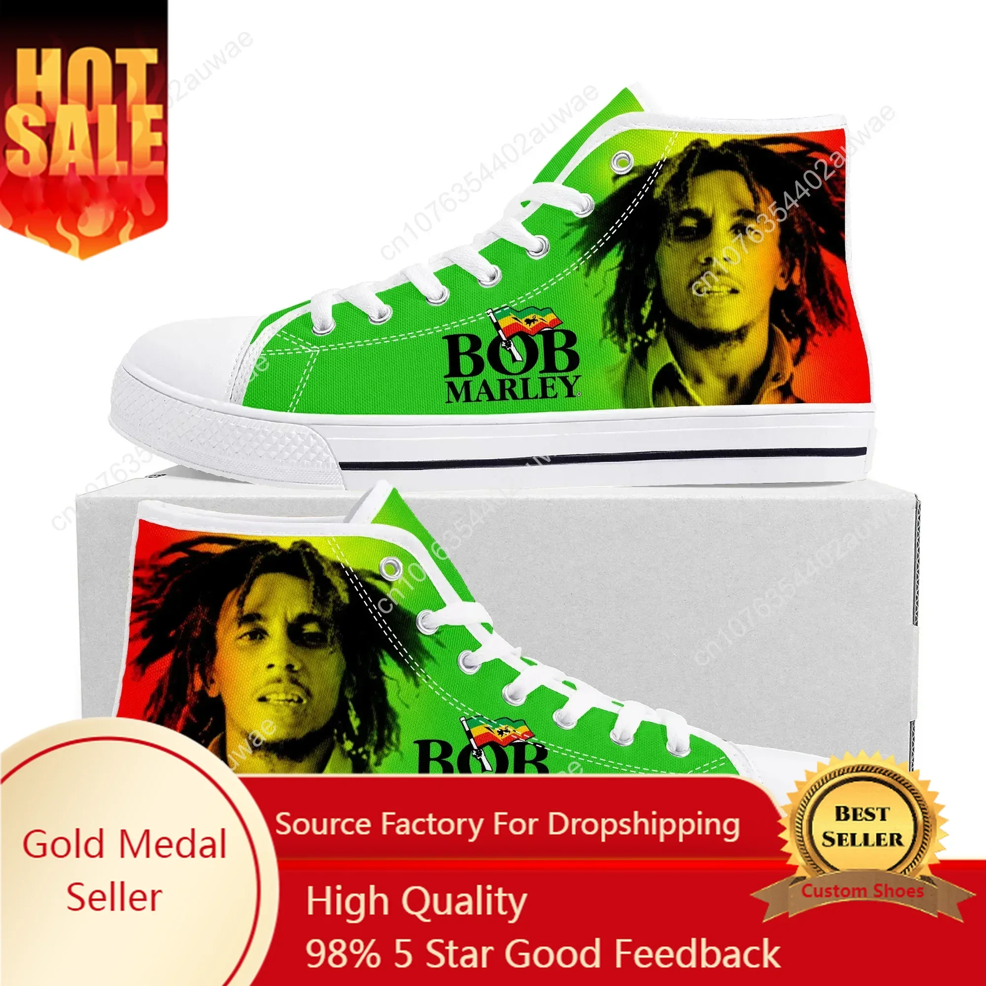 Legend Bob Marley Reggae Rasta High Top High Quality Sneakers Men Women Teenager Canvas Sneaker Casual Couple Shoes Custom Shoes