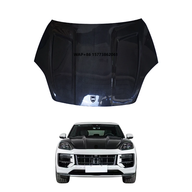 

Carbon Fiber Hood Upgrade New TKT Car Modification Parts with Fog Light Bumper Cut-Outs for PAG Cayenne 2024