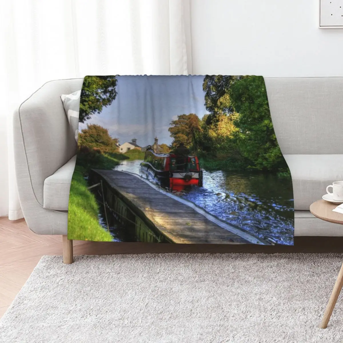 Narrow Boat at Strawberry Bank Throw Blanket Weighted blankets and throws Sofa Throw Extra Large Throw Hair Travel Blankets