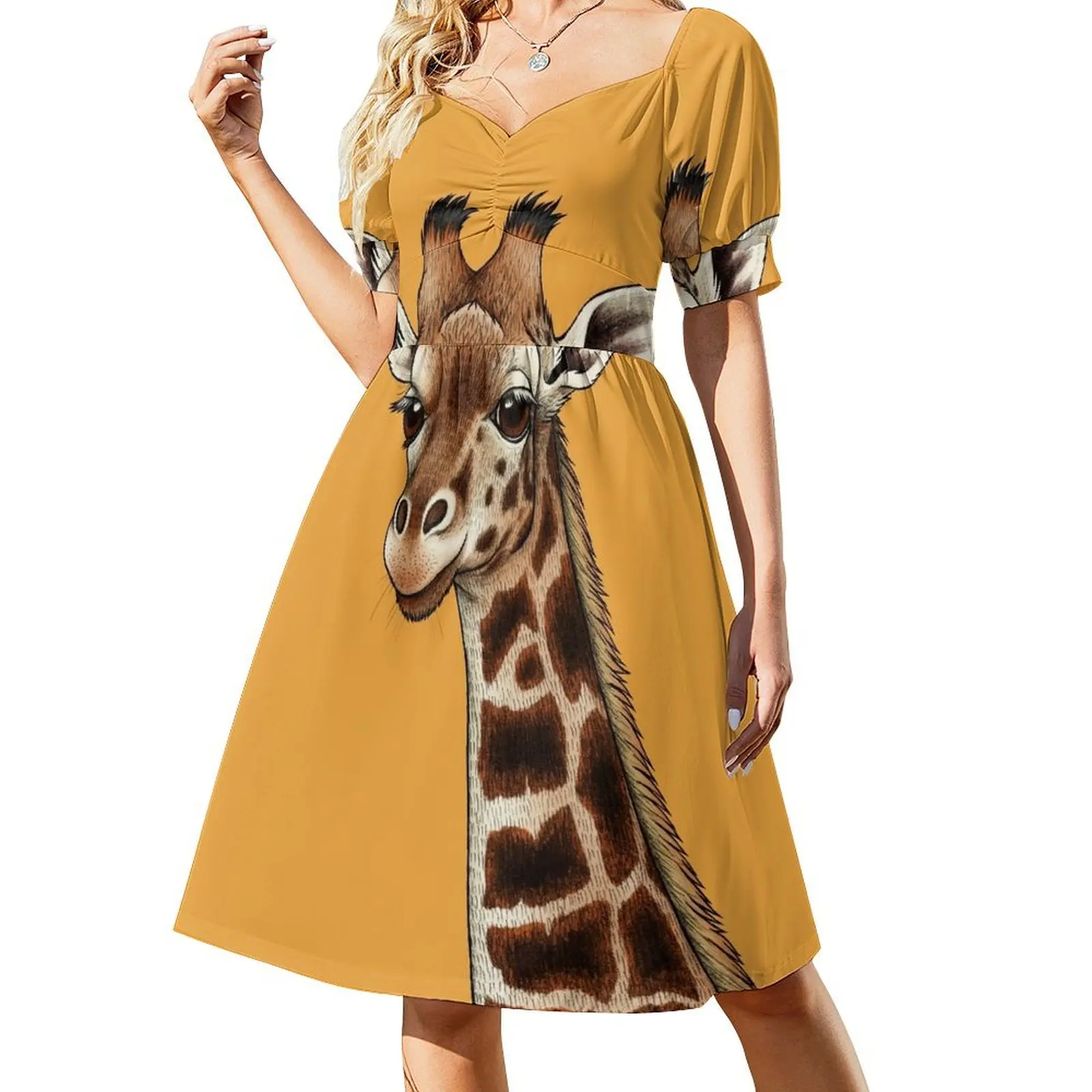 

Rothschild's Giraffe Short Sleeved Dress summer dress woman 2025 summer dress evening ladies