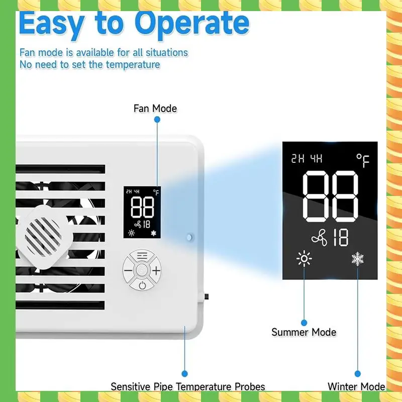 AB53 Register Booster Fan 4X 10Inch Smart Silent With Aromatherapy Tablets Heating Cooling 1-10 Wind Speed Adjustment US Plug