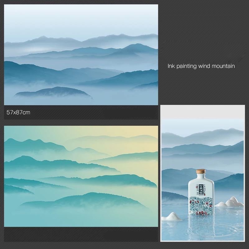 Niebieska góra w chmurze 57X87cm fotografia tła pcv tła 2 jednostronne wodoodporne do zdjęć studyjnych